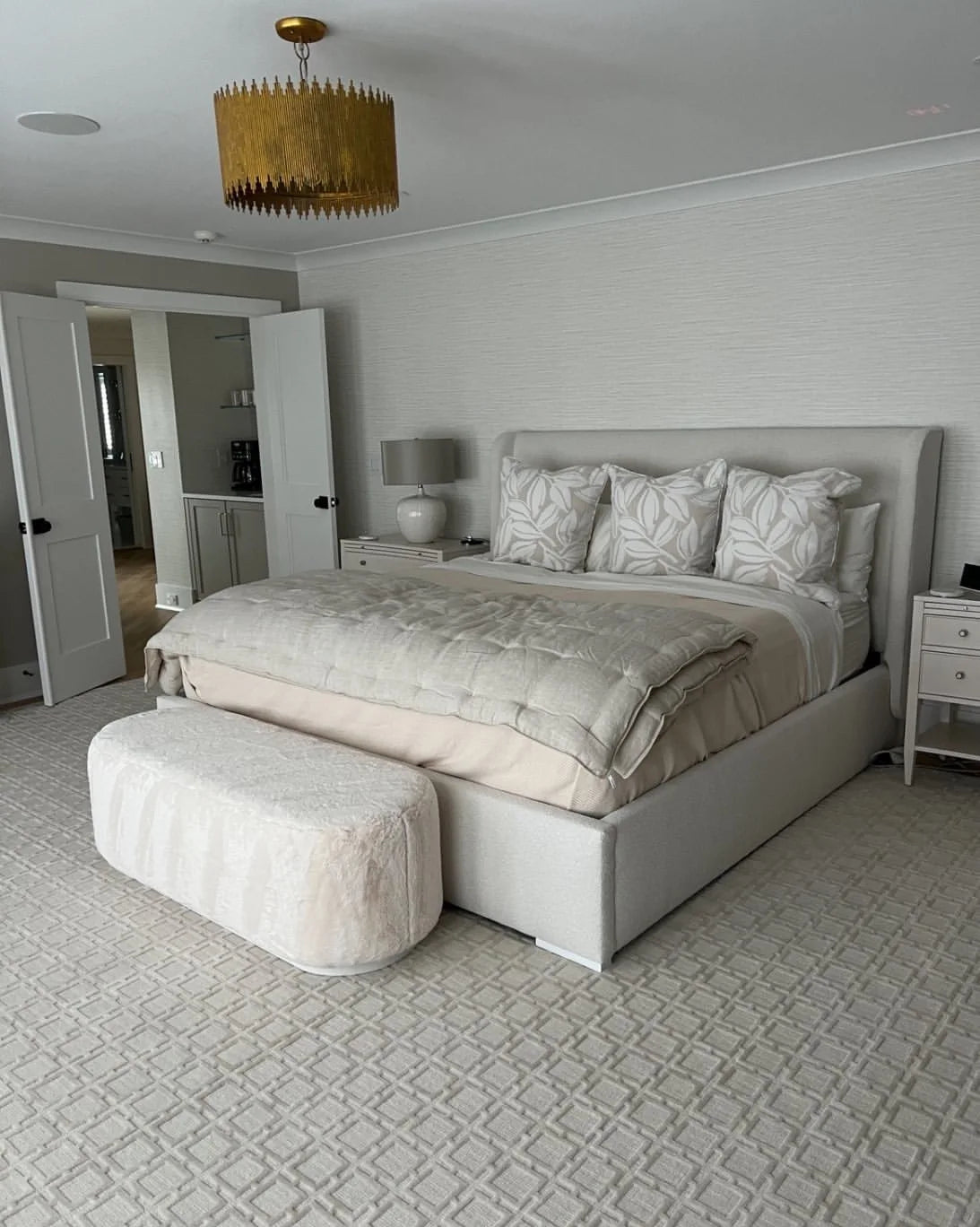 Premium wall-to-wall carpet installed in a luxury bedroom in Monmouth County, New Jersey.